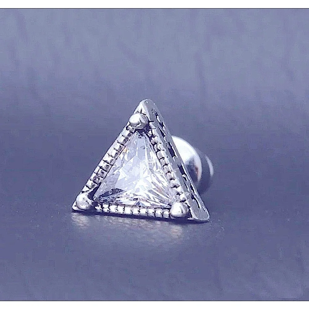 Trillion Cut‎ Simulated Diamond 925 Sterling Silver Triangle Stud Earrings